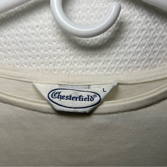 Chesterfield Navy and White Striped Colorblock Short Sleeve Women Tee Size Large - Picture 3 of 6